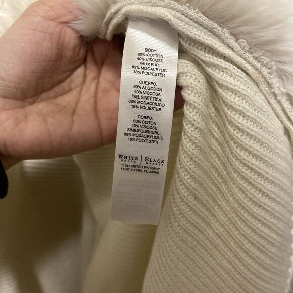 white house black market large wrap sweater l m cape fur trip ribbed poncho ta - Picture 6 of 14